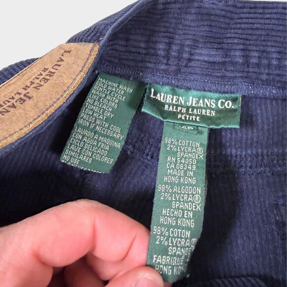 Ralph Lauren Corduroy Pants Womens 12P Navy Blue High Rise Straight Leg - Picture 12 of 13